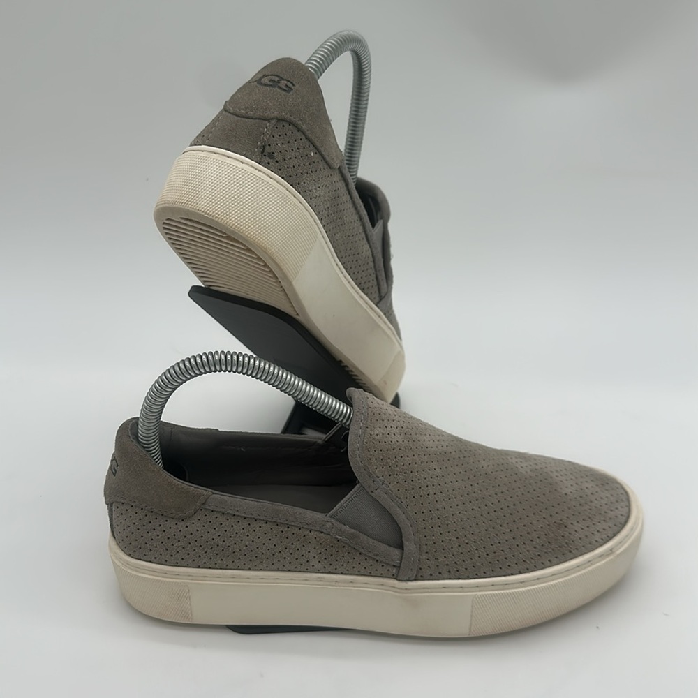 UGG Shoes Women 6.5 Abies Perforated Platform Slip On Sneaker 1108631 Gray Suede - Picture 5 of 14